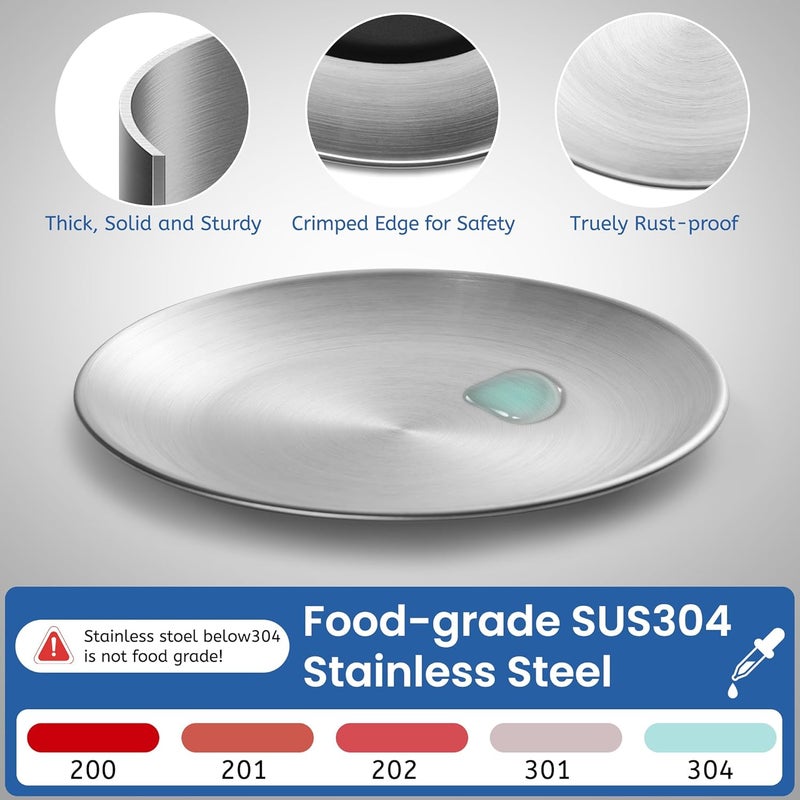 Kitwinney Stainless Steel Cat Bowls, Flat Cat Food Bowl Set with Silicone Ring for Non Slip, 6.7" Wide and Shallow Cats Dishes or Plates for Feeding Indoor Cats, Kitten, Small Dogs (Silver-6 Pack) - Image 3